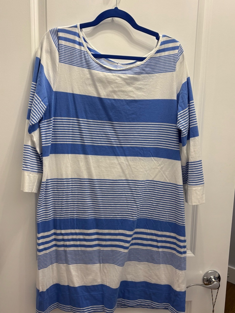 Lilly Pulitzer Blue and White Striped dress 100% pima cotton